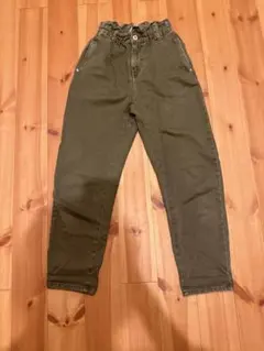 ZARA 카키 워크 팬츠 종이 가방 허리 EUR32