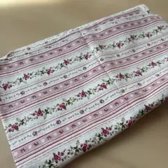 花柄ストライプ綿麻生地