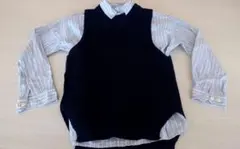 Ray BEAMS ニットベスト 万能 ベーシック カジュアルオフィス ネイビー