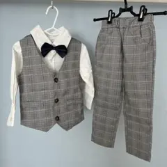 フォーマルスーツ グレー系チェック 3点セット