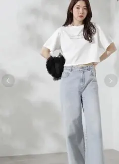 プロポーションボディドレッシング ショート丈ロゴTシャツ