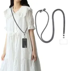 ⭐️スマホストラップ ネックストラップ 肩掛け ダークグレー 全機種対応