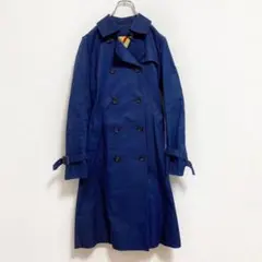 【廃盤】アダムエロペ トレンチコート レディース 36 ブルー 総柄 古着