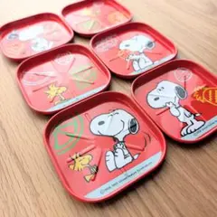 ほぼ新品70s 80sスヌーピー 昭和レトロ　スチール缶コースター 6枚セット