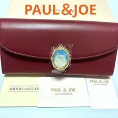 PAUL & JOE ポール&ジョー 猫ブローチ付き 三つ折り財布 レッド - メルカリ