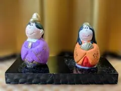 ひな祭り 雛人形 台座付　紫とオレンジ