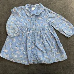 GAP ワンピース 80 水色 花柄 長袖 襟付き baby kids