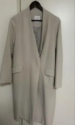 UNITED TOKYO ノーカラー ロングコート ベージュ サイズ1 汚れあり