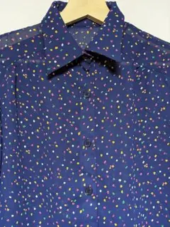 【美品】シャツ レトロ トップス カラフルドット柄 長袖シャツ Ｍ ブラウス