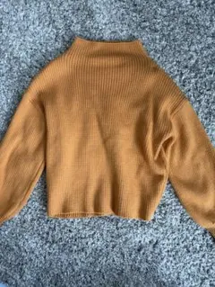 リブ編みハイネッククロップドセーター