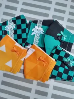 在庫処分　子供用　和柄　ハンドメイド マスク 6枚セット（リボン、レース付き）