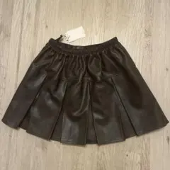 EMODA フェイクレザー プリーツミニスカート ダークブラウン