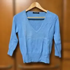 R.P.B. 水色 Vネック 長袖ニット　アンゴラ100%