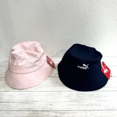 PUMA キッズ　バケハ　ピンク　ネイビー　2個セット　バケットハット
