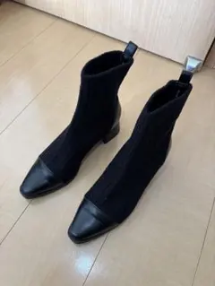 EVOL ニットスクエアショートブーツ22.5〜23 ブラック