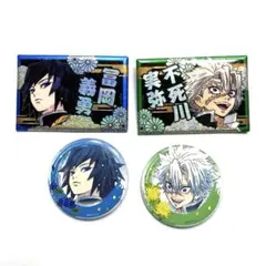 鬼滅の刃　ホログラム　缶バッジ　ウェットカラーシリーズ　冨岡義勇　不死川実弥