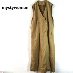 mystywoman　ノースリーブ ワンピース 　カーキ　 ダブルボタン　無地