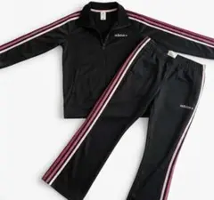 adidas アディダス ジャージ上下セット 黒 白ライン 上L 下Mのサムネイル