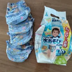 무니 워터 플레이 남아용 L9-14kg 4개, 팬버스 기저귀 XL 15개
