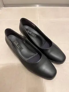 Euro Valentino 黒 パンプス 中ヒール 24.5cmのサムネイル