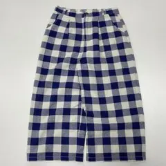 00s~ リネン チェック 1タック ワイド イージーパンツ 極太 y2k