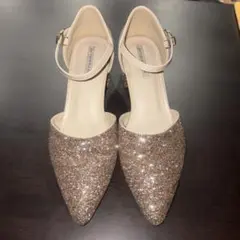 ゴールドグリッター ポインテッドトゥパンプス