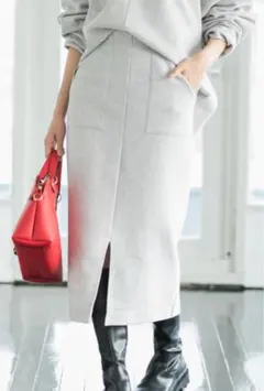 【土日限定価格】20%引き！vis ミドル丈　タイトスカート ライトグレー S