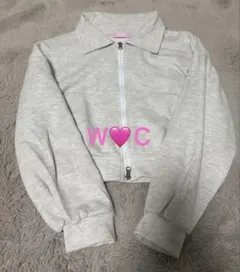 W♥C グレー ジップアップ クロップドスウェット