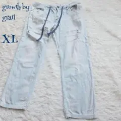 【グロウスバイグレイル】褪色ブリーチカラー ゆるダボ ストレートデニム XL 夏のサムネイル