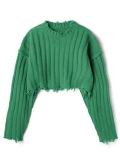 GRL クラッシュショートニットトップス k8714x 緑