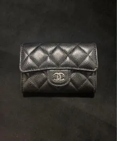 CHANEL ブラック レザー カードケース