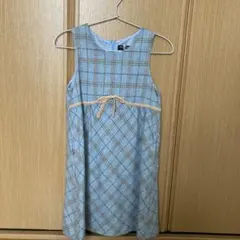 pom ponette 水色チェックワンピース　入学式、発表会、お出かけ着