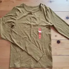 新品タグ付き GUウォームリブクルーネックT（１２分袖）