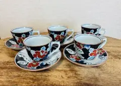 有田焼　山茶花柄カップとソーサー5個セット　【新品】