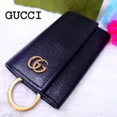 【美品】グッチ キーケース 6連 GG マーモント レザー ゴールド金具 ロゴ