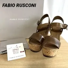 FABIO RUSCONIファビオルスコーニ　レザーコルクヒールサンダル　茶のサムネイル