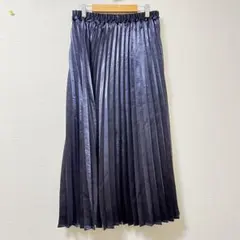 ドレスキッププリーツスカート Lサイズ ウエストゴム ロング丈 光沢 大人上品