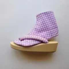 丸紅　ベネトン　草履　ギンガムチェック　紫×白　足袋 23.5㎝ 　女性