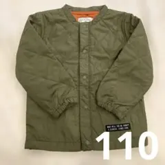 ミリタリーキルティングジャケット　110 カーキ　ブルゾン　男の子　ノーカラー