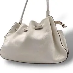 ケイトスペード ショルダーバッグ トート レザー 巾着型 ホワイト 肩掛け