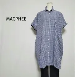 MACPHEE　マカフィー　オーバーサイズシャツワンピース　ギンガムチェック白紺のサムネイル