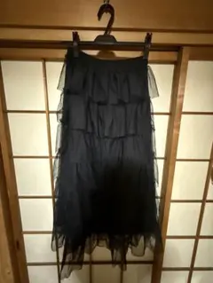 ブラック チュール ティアードスカート