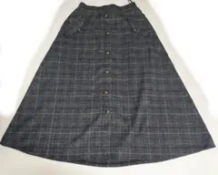 グレー系チェック フレアスカート Lサイズ