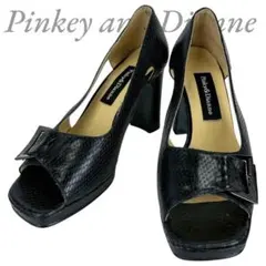 pinky&dianne ハイヒールパンプス オープントゥ パイソン型押し