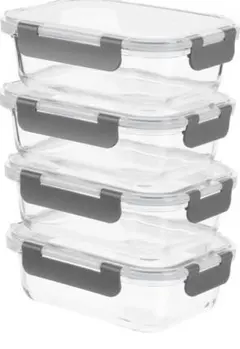 耐熱ガラス保存容器 4個セット 640ml 食洗機.オーブン.電子レンジ対応密封