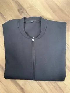 無印良品　しっかりした編地で作ったジップカーディガン・黒 Mサイズ