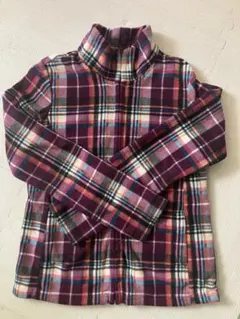 パープル チェック柄 フリースジャケット M レディース