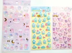 リトルツインスターズ ハンギョドン マイメロ クロミ ぷくっとシール 3セット