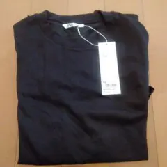 Uniqlo Uエアリズムコットンオーバーサイズ ブラックTシャツ5分