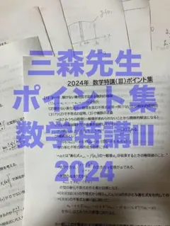 駿台　数学特講Ⅲ　三森先生ポイントプリント　鉄緑会SEG河合塾Z会東大京大